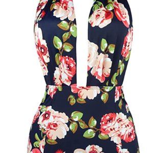 Pin Up, Retro high Waisted Backles Swimming Suit